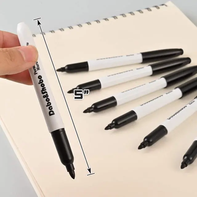 Alt view image 4 of 6 - 60 Pack Black Permanent Markers, Fine Point, Assorted Colors, Works on Plastic,Wood,Stone,Metal and Glass for Doodling, Coloring