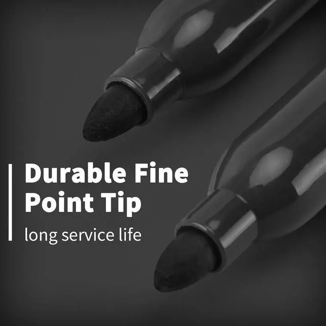 Alt view image 6 of 7 - Black Permanent Markers Bulk Fine Point, Fine Tip Markers Set, Quick Drying and Fade Resistant, Works on Wood, Plastic, Paper, Metal for Classroom, Office, Home, 100 Count