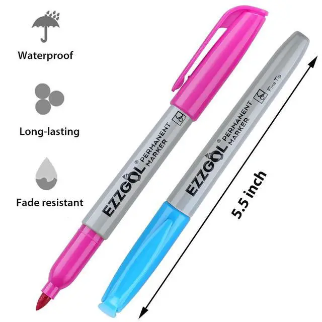 Alt view image 3 of 6 - Permanent Markers Bulk, Pack of 72, 12 Assorted Colors, Fine Point