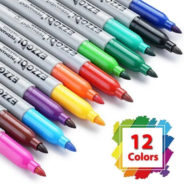 Alt view image 2 of 6 - Permanent Markers Bulk, Pack of 72, 12 Assorted Colors, Fine Point