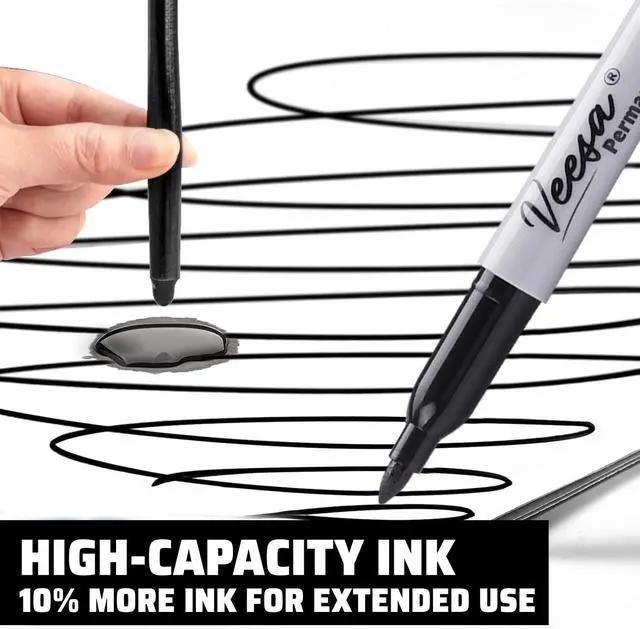 Alt view image 2 of 7 - Permanent Markers Black Bulk for Logisitcs, Fine Point, 100 Pack