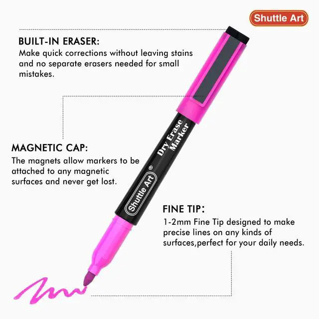 Alt view image 4 of 7 - Dry Erase Markers, 32 Pack 16 Colors Magnetic Whiteboard Markers with Erase, Fine Point Dry Erase Markers Perfect For Writing on Whiteboards,Mirrors for School Office Home