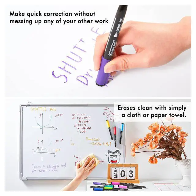 Alt view image 6 of 7 - Dry Erase Markers, 32 Pack 16 Colors Magnetic Whiteboard Markers with Erase, Fine Point Dry Erase Markers Perfect For Writing on Whiteboards,Mirrors for School Office Home
