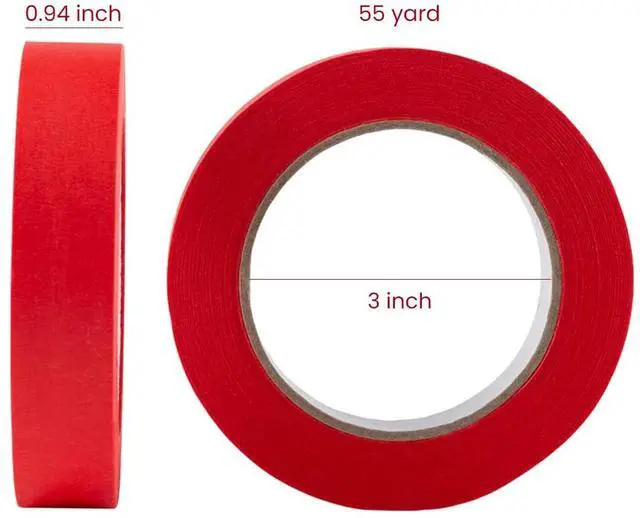 Alt view image 3 of 7 - 3 Pack Red Painters Tape 1 inch, Red Masking Tape 1 inch x 55 Yards x 3 Rolls (165 Total Yards)