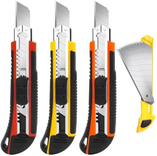 Main image of 3Pack Box Cutter Retractable, Snap Off Utility Knife, Razor Knife