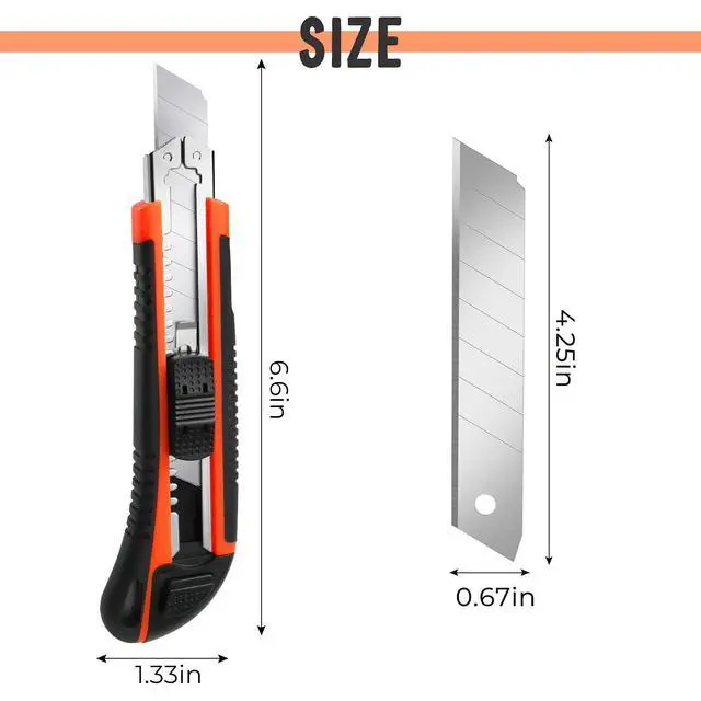 Alt view image 4 of 6 - 3Pack Box Cutter Retractable, Snap Off Utility Knife, Razor Knife
