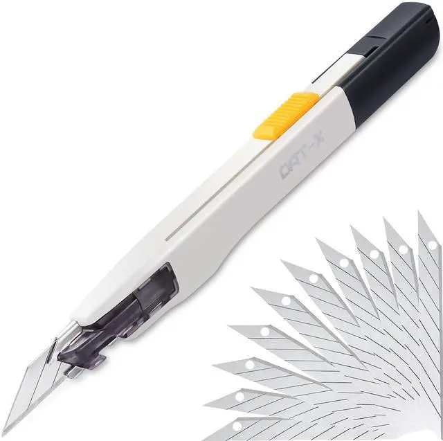 Main image of Utility Knife, Series-X Portable Box Cutter, Fine Point Arts and Crafts Blade for Precision Cutting, with 10 Blade Pieces (White, 1 Cutter 10 Blades)