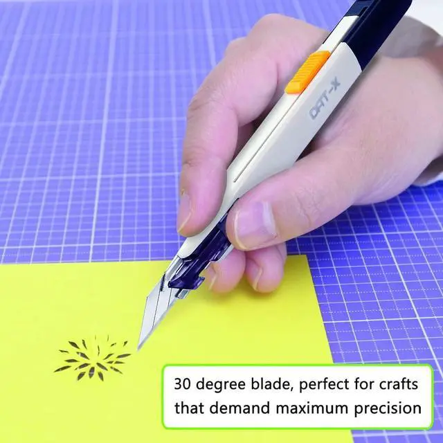 Alt view image 5 of 6 - Utility Knife, Series-X Portable Box Cutter, Fine Point Arts and Crafts Blade for Precision Cutting, with 10 Blade Pieces (White, 1 Cutter 10 Blades)
