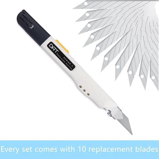 Alt view image 2 of 6 - Utility Knife, Series-X Portable Box Cutter, Fine Point Arts and Crafts Blade for Precision Cutting, with 10 Blade Pieces (White, 1 Cutter 10 Blades)