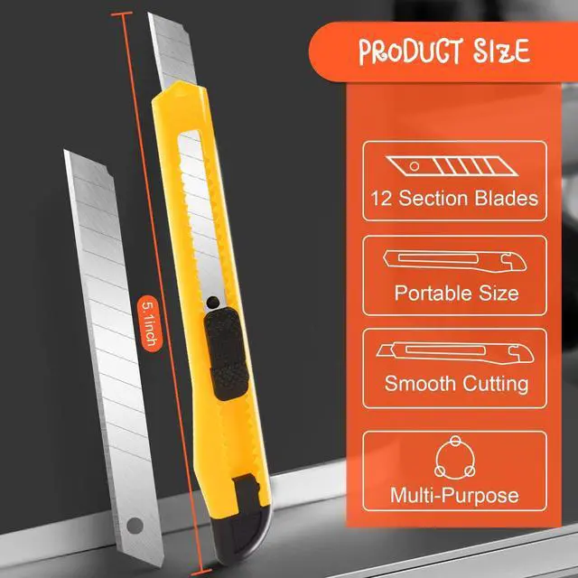 Alt view image 6 of 7 - 4 Pack Box Cutter Retractable, 9mm Utility Knife, Razor Knife