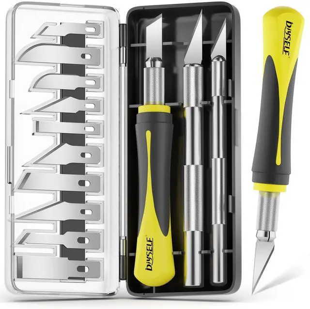 Main image of 16-Piece Exacto Knife Set, Craft Knife & Hobby Knife Kit, Precision Knife with Magnetic Storage Case, Exacto Knife for Crafting, Paper, Foam, Vinyl, Models, 3D Printing, Junk Journal Supplies