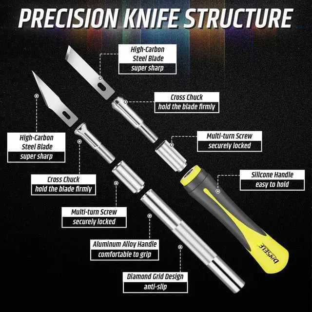 Alt view image 3 of 6 - 16-Piece Exacto Knife Set, Craft Knife & Hobby Knife Kit, Precision Knife with Magnetic Storage Case, Exacto Knife for Crafting, Paper, Foam, Vinyl, Models, 3D Printing, Junk Journal Supplies