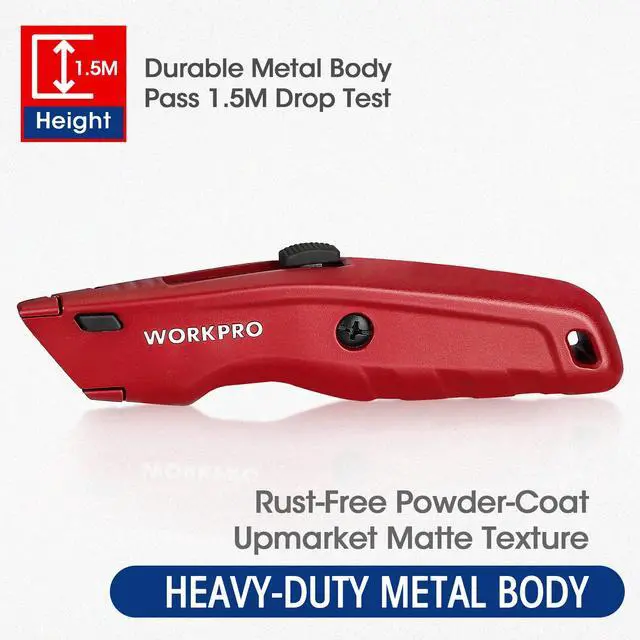 Alt view image 3 of 7 - Premium Utility Knife, Retractable All Metal Heavy Duty Box Cutter, Quick Change Blade Razor Knife, 3PCS with 10 Extra Blades