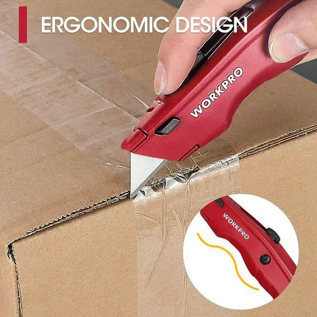 Alt view image 4 of 7 - Premium Utility Knife, Retractable All Metal Heavy Duty Box Cutter, Quick Change Blade Razor Knife, 3PCS with 10 Extra Blades