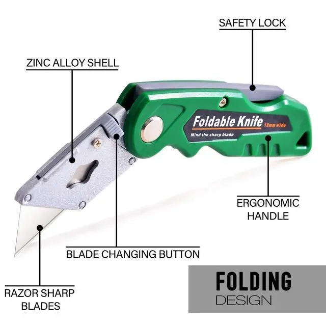 Alt view image 3 of 6 - 10-Pack Heavy Duty Folding Box Cutter Set, Utility Razor Knife