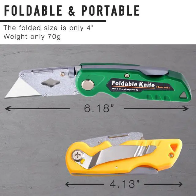 Alt view image 6 of 6 - 10-Pack Heavy Duty Folding Box Cutter Set, Utility Razor Knife