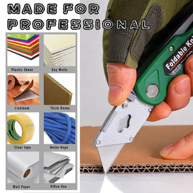 Alt view image 4 of 6 - 10-Pack Heavy Duty Folding Box Cutter Set, Utility Razor Knife