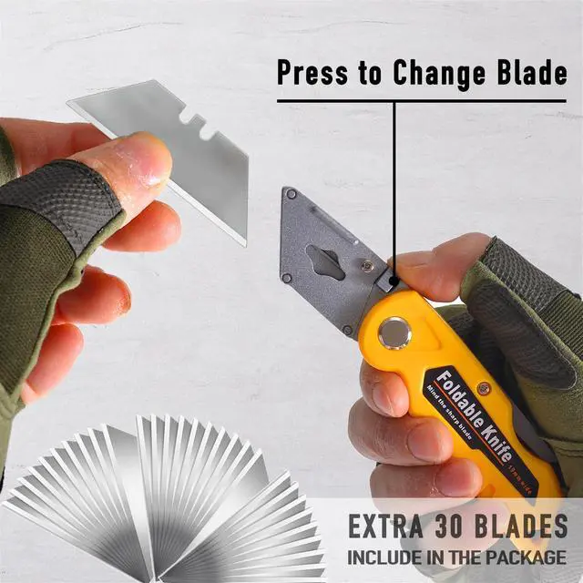 Alt view image 5 of 6 - 10-Pack Heavy Duty Folding Box Cutter Set, Utility Razor Knife