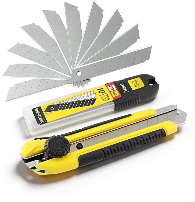 Main image of 25mm Heavy Duty Utility Knife,10pcs SK5 Snap-Off Blades,Retractable Lock Box Cutter with Anti-Slip Rubber Grip for Office DIY