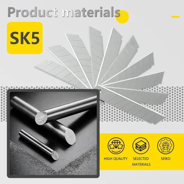 Alt view image 4 of 7 - 25mm Heavy Duty Utility Knife,10pcs SK5 Snap-Off Blades,Retractable Lock Box Cutter with Anti-Slip Rubber Grip for Office DIY