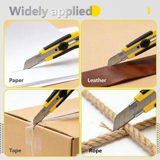 Alt view image 7 of 7 - 25mm Heavy Duty Utility Knife,10pcs SK5 Snap-Off Blades,Retractable Lock Box Cutter with Anti-Slip Rubber Grip for Office DIY