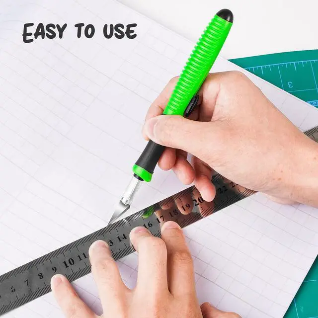 Alt view image 3 of 6 - Exacto Knife, 1 Pack Craft Knife with Extra 10 Pcs High Carbon Steel Blades, Sharp Hobby Knives for Crafting, Precision, Exacting for Home and Studio Use