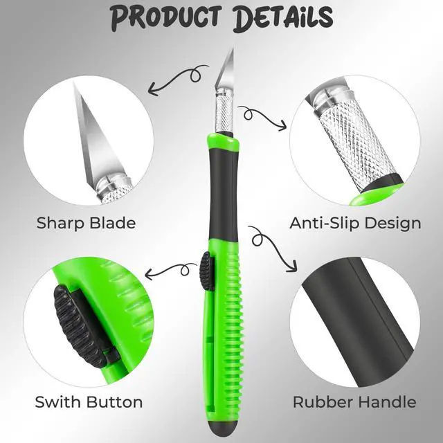 Alt view image 2 of 6 - Exacto Knife, 1 Pack Craft Knife with Extra 10 Pcs High Carbon Steel Blades, Sharp Hobby Knives for Crafting, Precision, Exacting for Home and Studio Use