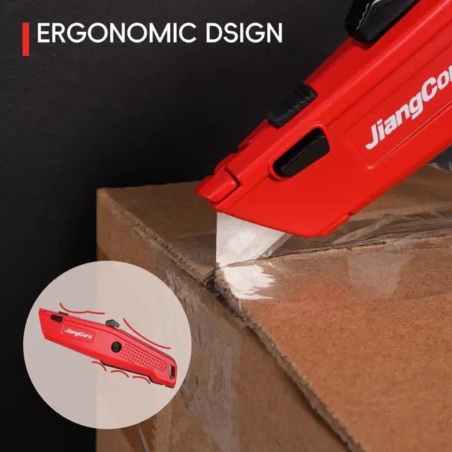 Alt view image 4 of 6 - Premium Utility Knife with 14 Blades - Heavy Duty Retractable Work Knife, Precision Cutting for DIY, Cardboard, Packaging - Ergonomic Grip & Quick-Release Design