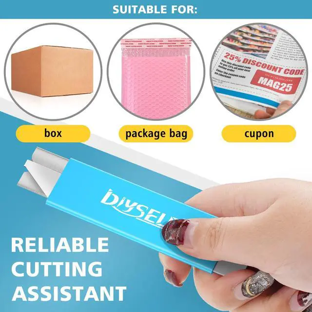 Alt view image 4 of 6 - Box Cutters, 12 Pack Box Cutter Retractable, Box Cutters Knife with Single Edge Razor Blade, Utility Knife All Metal Shell, Letter Opener for Packages, Boxes, and Paper