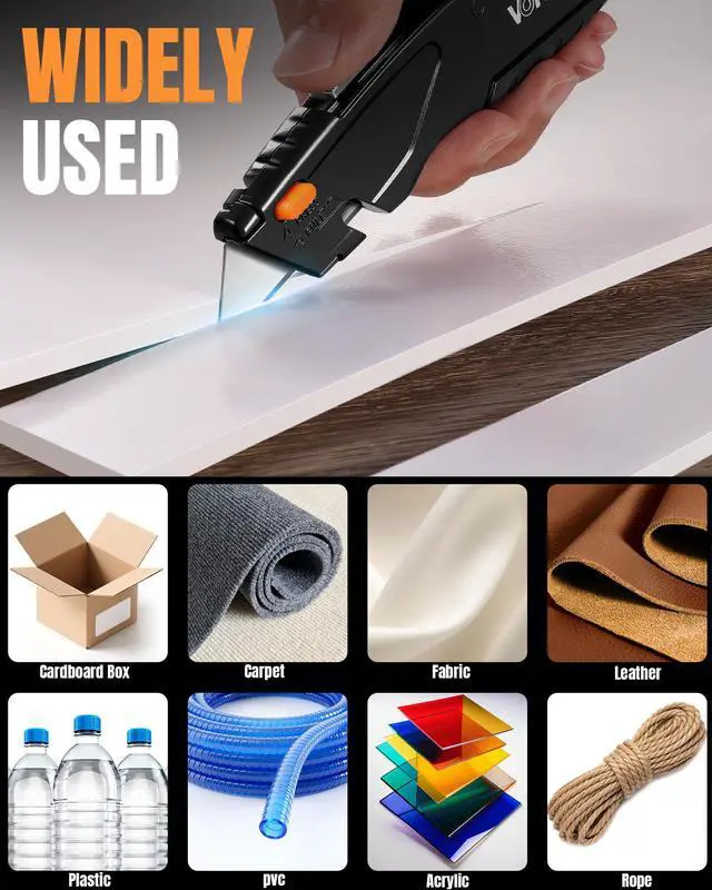 Alt view image 4 of 7 - Box Cutter Retractable| Metal Utility KnifeBuilt-In StorageTool-Free Quick Blade Change| Extra 15 Sharp SK5 Blades| Heavy Duty Razor Knife for Cardboard & Plastic| Paper Craft Tools(Black)