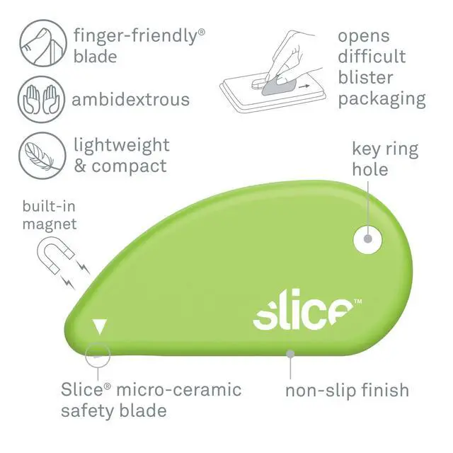 Alt view image 2 of 7 - 00100 Ceramic Blade Safety Cutter, Opens Clamshell Packaging, Coupon Cutter, Trim Photos, Scrapbooking, Fits Keychain, Green
