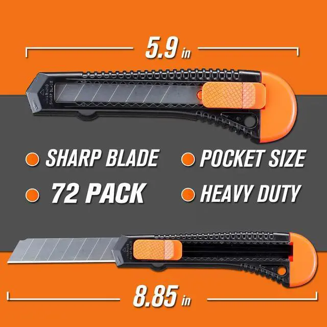 Alt view image 2 of 7 - 72-Pack Box Cutters, Retractable Utility Knife, 18mm Wide Blade