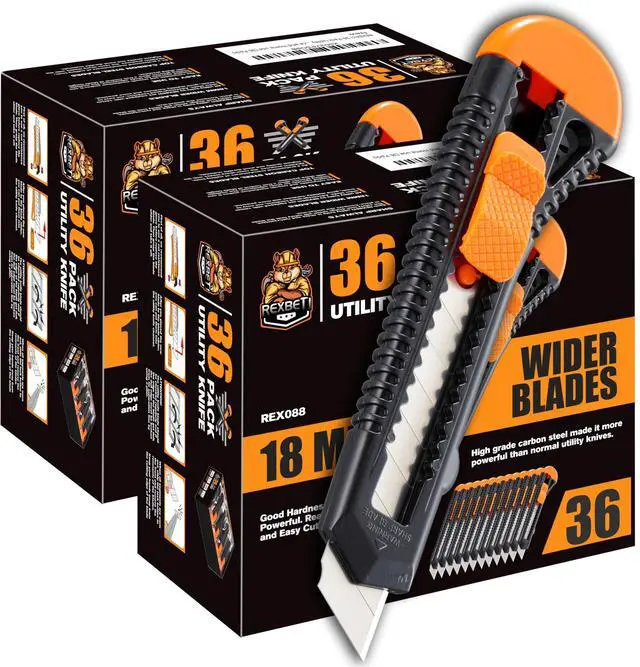 Main image of 72-Pack Box Cutters, Retractable Utility Knife, 18mm Wide Blade