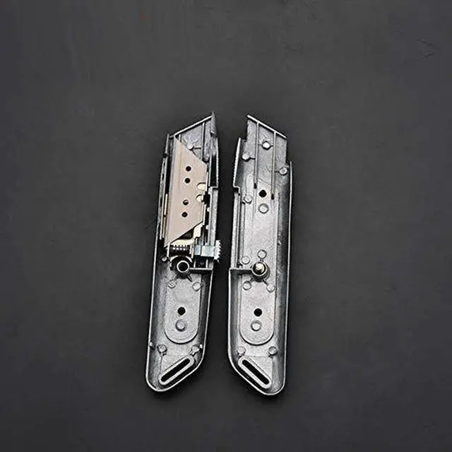 Alt view image 3 of 3 - Utility Knife with Retractable Razor Blade - Heavy Duty with Sharp Easy Cut Blade - Safety Retractable Design and Rubber Grip - Cuts Cardboard, Carpet, Paper, Construction Materials