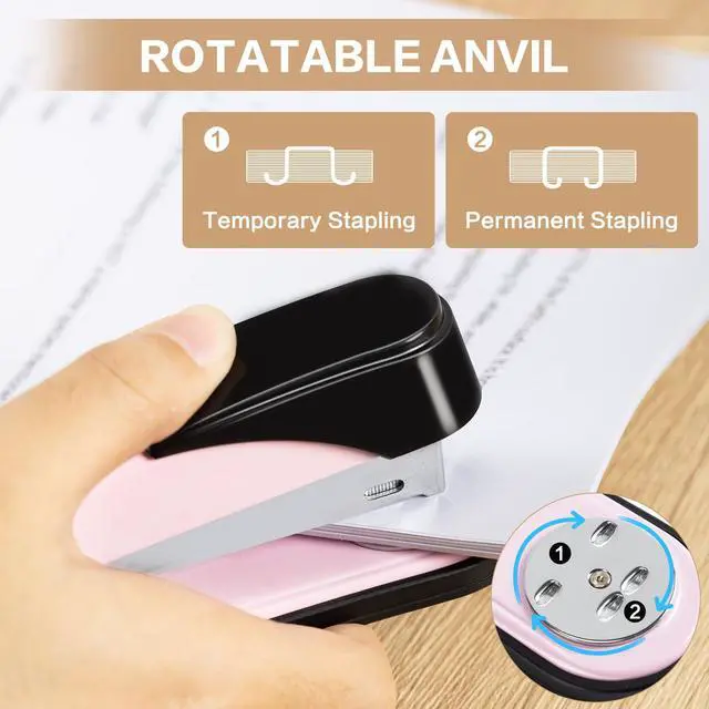 Alt view image 7 of 7 - Stapler Heavy Duty, Full Strip Staplers for Desk with 2000 Staples and Staple Remover, 50 Sheet Capacity, No Jam, Non-Slip Office Stapler with Staples for Office, Classroom, Pink