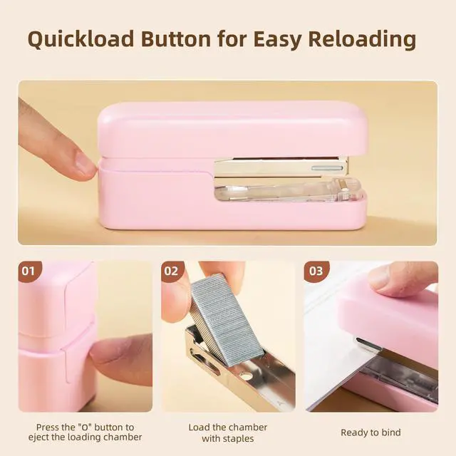 Alt view image 4 of 7 - Stapler, 45 Sheet Capacity, Pink