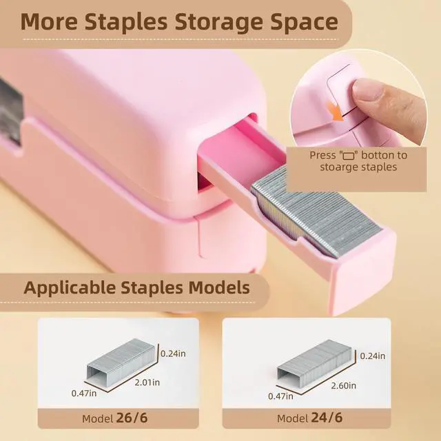 Alt view image 6 of 7 - Stapler, 45 Sheet Capacity, Pink