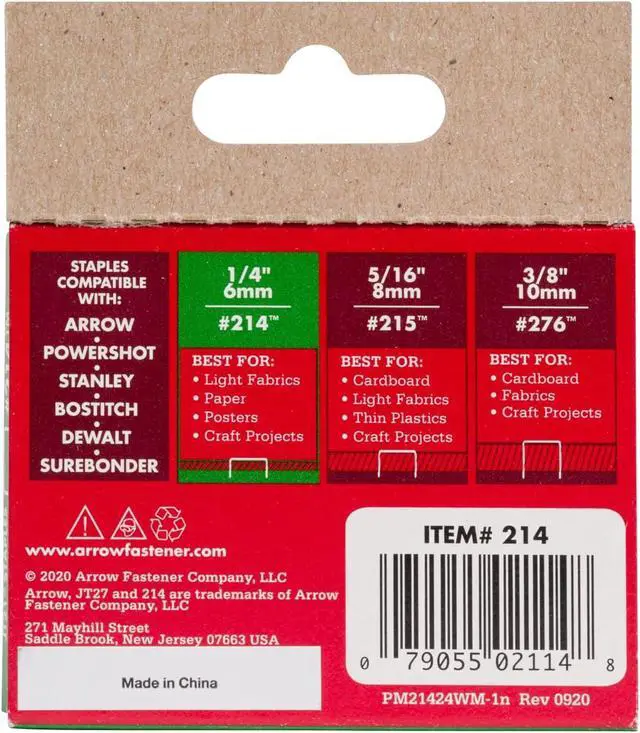 Alt view image 7 of 7 - 214 JT21 Thin Wire Staples for Staple Guns and Staplers, Use for Upholstery, Crafts, General Repairs, 1/4-Inch Leg Length, 7/16-Inch Crown Width, 1000-Pack, Grey