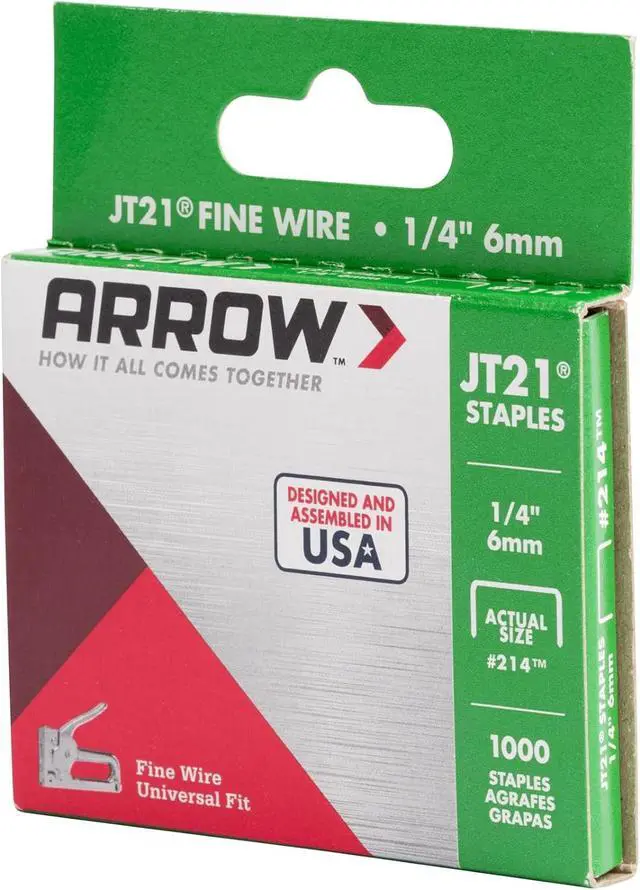 Alt view image 4 of 7 - 214 JT21 Thin Wire Staples for Staple Guns and Staplers, Use for Upholstery, Crafts, General Repairs, 1/4-Inch Leg Length, 7/16-Inch Crown Width, 1000-Pack, Grey