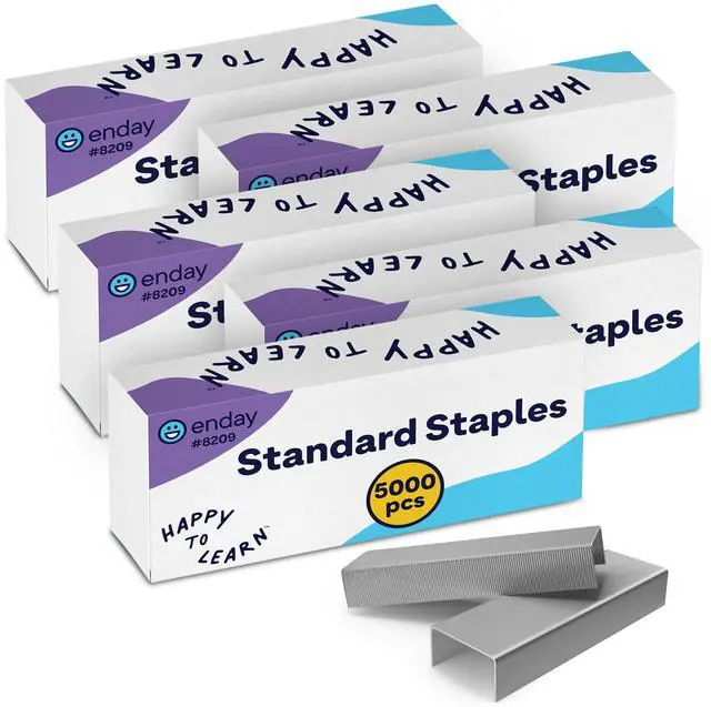 Main image of 25,000 Standard Staples - 1/4 Inch Length, 210 per Strip, Jam-Free Chisel Point, Staples for Stapler, Replacement, Fits Standard Staplers, 5 Boxes of 5,000 Each