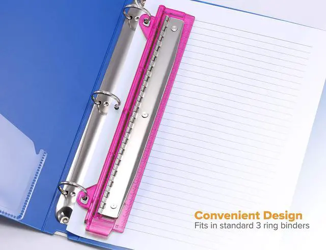 Alt view image 3 of 7 - Office Ring Binder 3 Hole Punch, 5 Sheets, Includes One Punch in Assorted Colors (RBHP-4C)