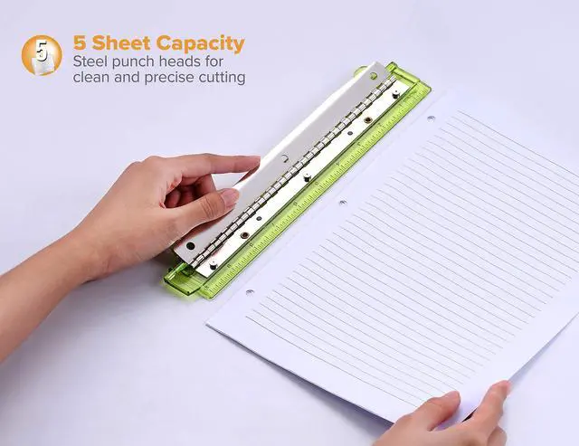 Alt view image 2 of 7 - Office Ring Binder 3 Hole Punch, 5 Sheets, Includes One Punch in Assorted Colors (RBHP-4C)