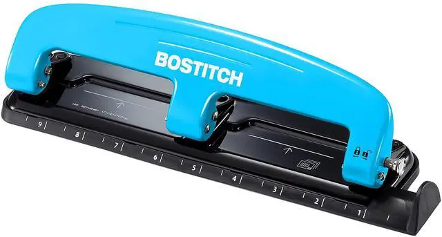 Main image of Bostitch Office EZ Squeeze Reduced Effort 3-Hole Punch, 12 Sheets, Blue (2103)