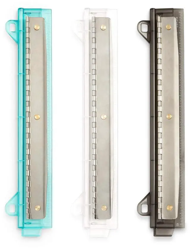 Main image of Set of 3 Hole Punch for Binder, Plastic Portable Ruler with Hole Puncher for Binder or Notebook, Easy to Use Flat Hole Punch for School or Office Use, Assorted Colors, 3 Pack