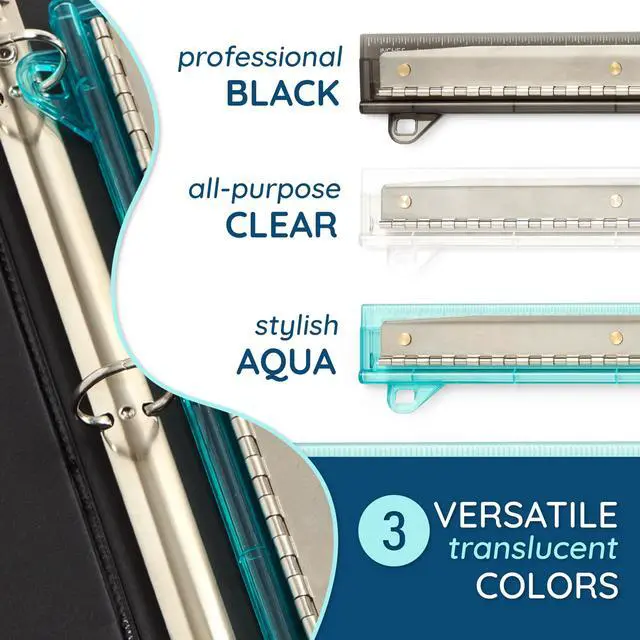 Alt view image 4 of 7 - Set of 3 Hole Punch for Binder, Plastic Portable Ruler with Hole Puncher for Binder or Notebook, Easy to Use Flat Hole Punch for School or Office Use, Assorted Colors, 3 Pack