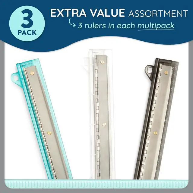 Alt view image 5 of 7 - Set of 3 Hole Punch for Binder, Plastic Portable Ruler with Hole Puncher for Binder or Notebook, Easy to Use Flat Hole Punch for School or Office Use, Assorted Colors, 3 Pack