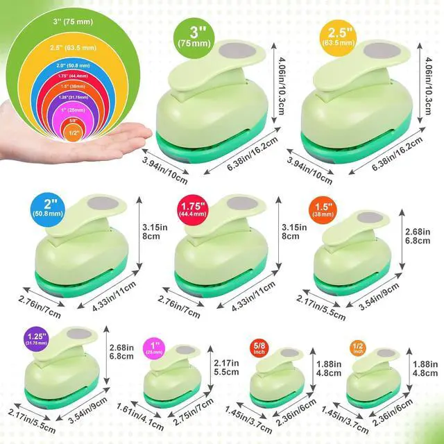 Alt view image 2 of 7 - Paper Punch, 3 Inch XL Size Circle Punch Large Hole Puncher Paper Circles Craft Puncher Handmade Paper Punches for Crafting Scrapbooking Cards Arts Fun Projects Back to School Supplies