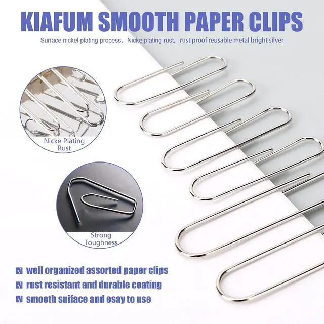 Alt view image 4 of 7 - Paper Clips, 500 Pcs Assorted Sizes, Premium Silver Rustproof Metal Paperclips, Large Medium Small, Office School Home Document Organizing