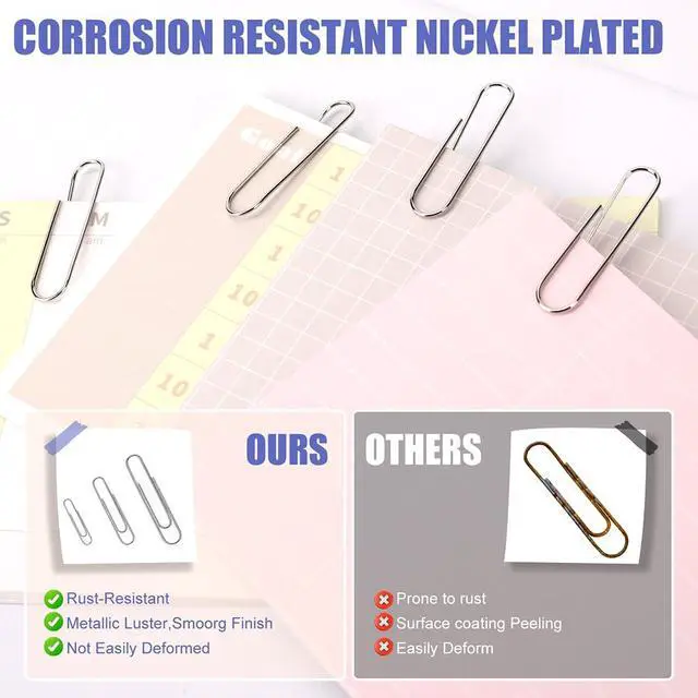 Alt view image 6 of 7 - Paper Clips, 500 Pcs Assorted Sizes, Premium Silver Rustproof Metal Paperclips, Large Medium Small, Office School Home Document Organizing