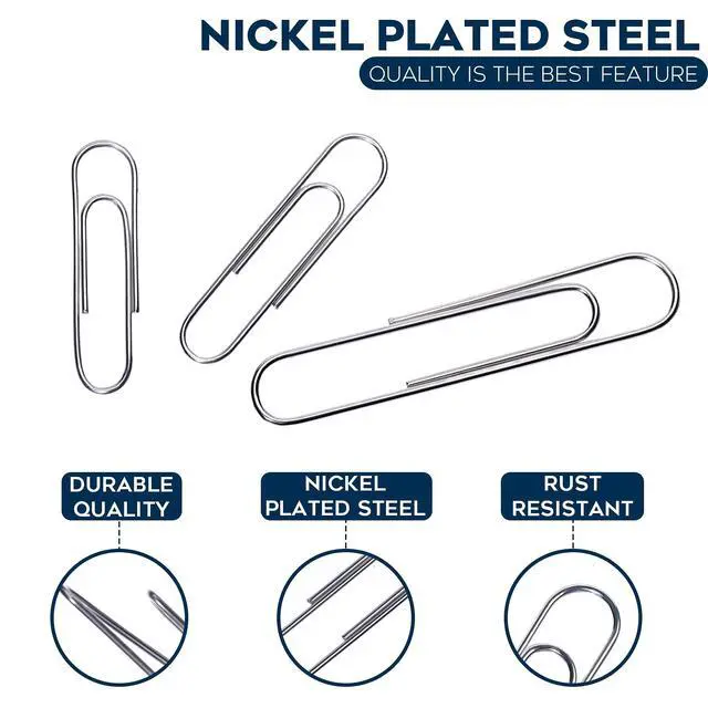 Alt view image 4 of 6 - 500 Pack Paper Clips by 3 Assorted Sizes Silver Small & Large